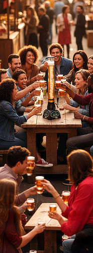 Stabiler Bier-tower mit extra schwerem, rutschfestem Standfuss für maximale Sicherheit auf vollen Gastrotischen.