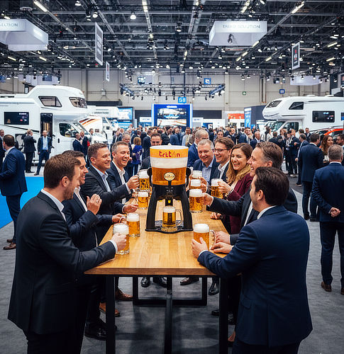 Extrem stabiler und bruchfester Biertower aus Polycarbonat für den Einsatz in Biergärten und bei Open-Air-Events.