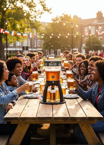Zerlegter Biertower zur Veranschaulichung der leichten Reinigung und Einhaltung von Hygiene-Standards.