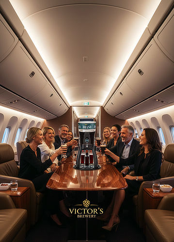Transparenter Biertower mit Zapfhahn und integriertem Eisrohr für 3 Liter kühles Bier.