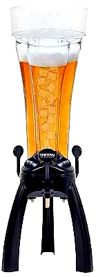 Ausgießer mit zwei Funktionen - Sie können den traditionellen Zapfhahngriff zum Ausgießen verwenden oder den Knopf an der Vorderseite drücken, um ihn mit einer Hand zu bedienen. Außerdem ist der Ausgießer unten angebracht, um sicherzustellen, dass jeder Tropfen ausgegossen wird. Vollständig abnehmbar für einfache Reinigung. Der Tower Behälter der Zapfvorrichtung wird vom Dreifuß gelöst, indem die Hebel an dessen Unterseite mit beiden Daumen gleichzeitig betätigt werden. Die Hebel bis zum Ende umlegen und den Tower Behälter mit der einen Hand entfernen, während die andere einen Hebel weiter festdrückt.