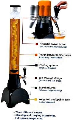 Mobile Zapfsäule für den Tisch mit integriertem Kühlrohr für professionellen Gastronomiebedarf.