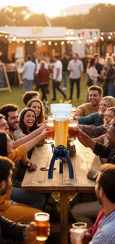 Mobiler Bierturm als unverzichtbares Party-Zubehör für Gartenfeste, Geburtstage und Vereinsfeiern.