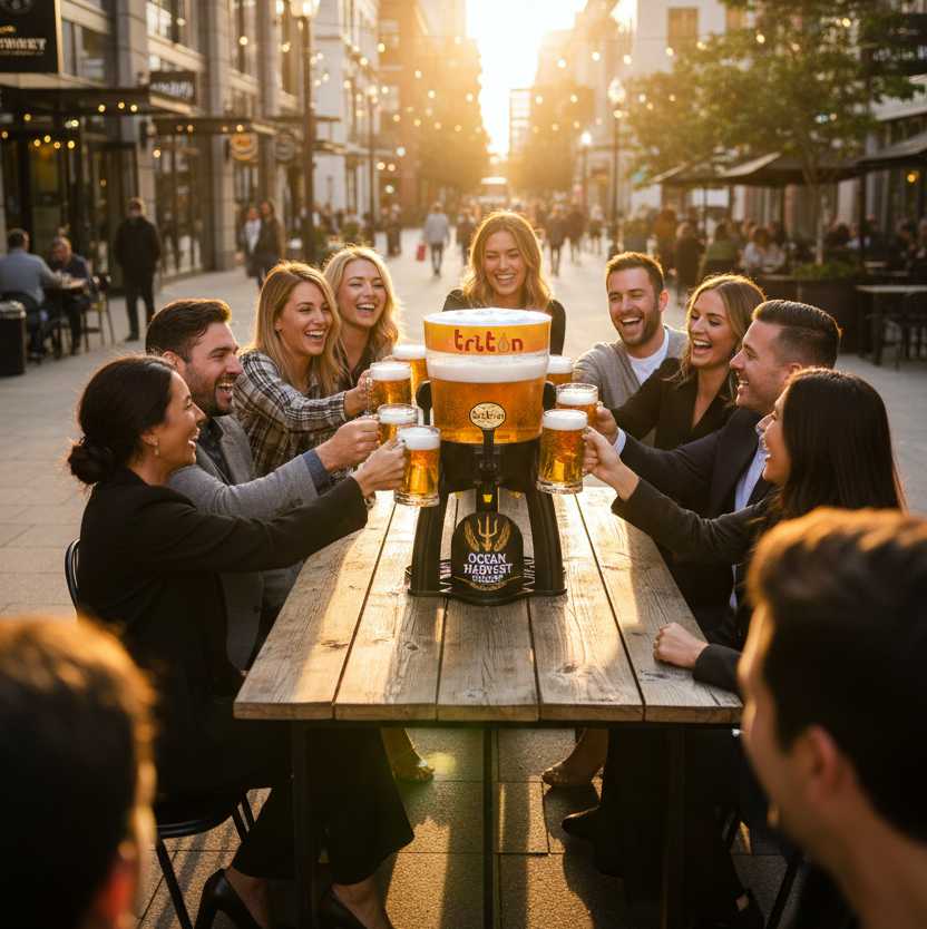 Professioneller Getränketower für die Gastronomie mit separatem Eisrohr für eiskalte Drinks ohne Verwässerung.