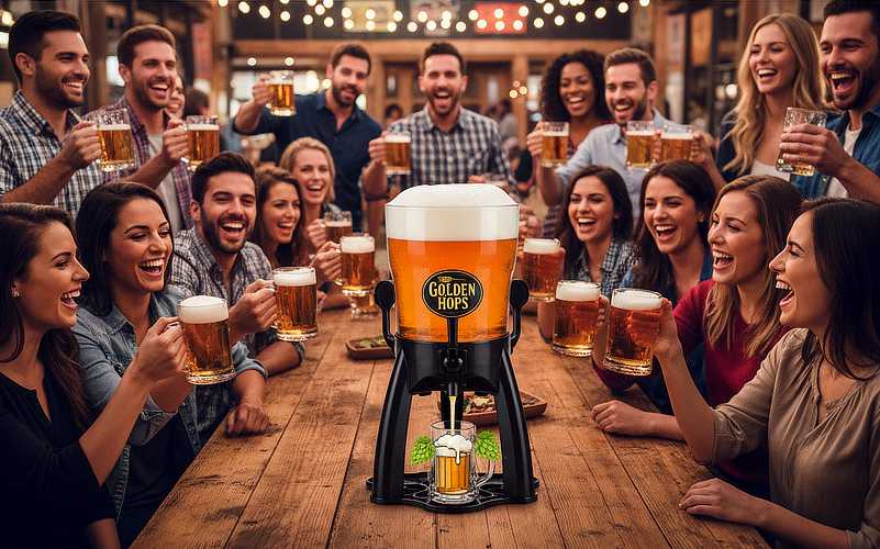 Professioneller Zapftower in schlankem Design, geeignet für frisch gezapftes Bier, Cocktails oder Softdrinks.