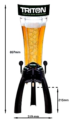 3L Bier Turm Dispenser Sphärischer Getränkespender Getränketurm mit 3 Zapfstellen und Gefrierschlauch für Party Restaurant KTV Grill Restaurant