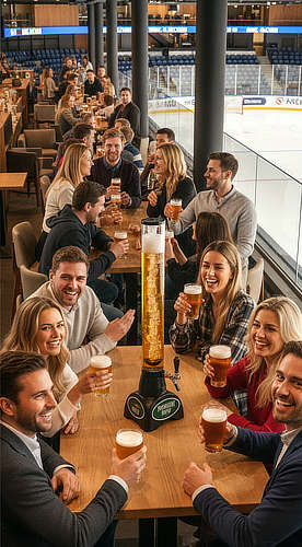 Hochwertiger Zapfturm mit separatem Eisrohr, das Getränke kühlt, ohne das Bier zu verwässern.